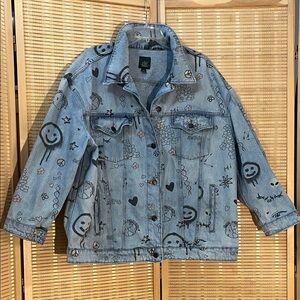 Wild Fable Vintage Alien Graffiti Denim Jacket XL